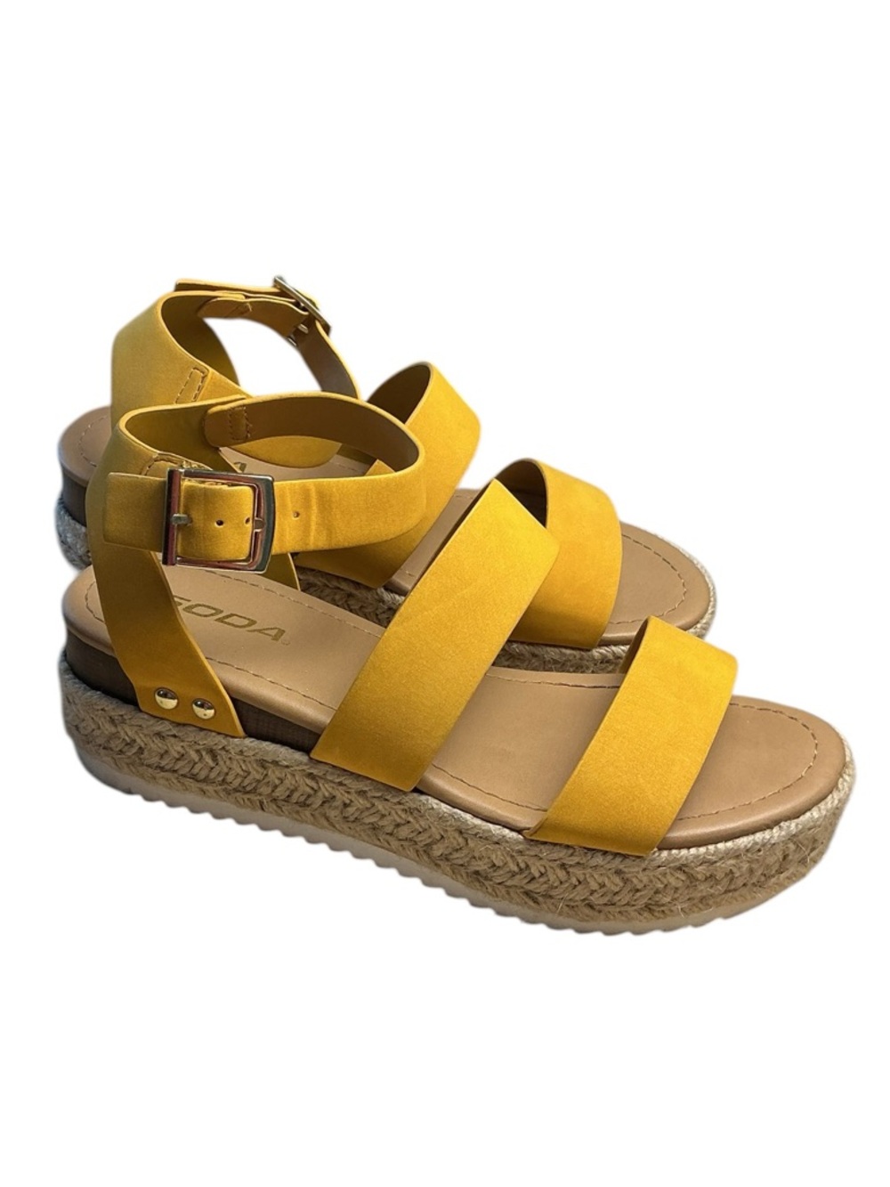 SODA Mustard Yellow Platform Espadrille Sandals – Size 7